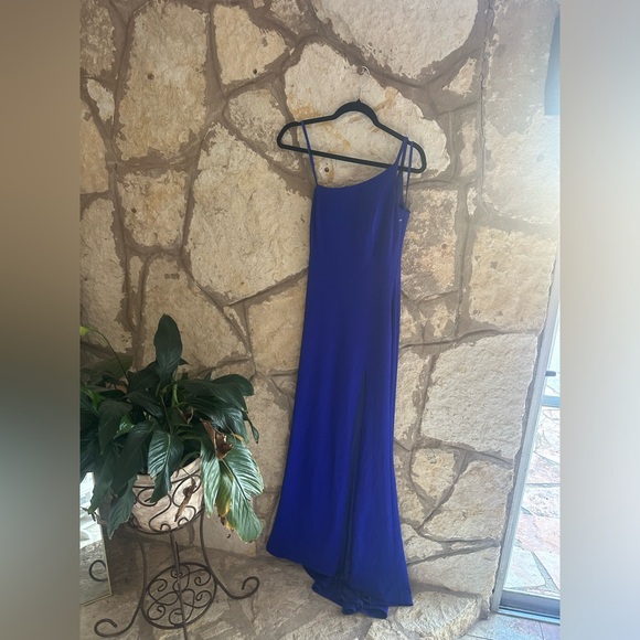 LA FEMME LONG ONE SHOULDER DRESS 28176 ROYAL BLUE - Picture 2 of 2
